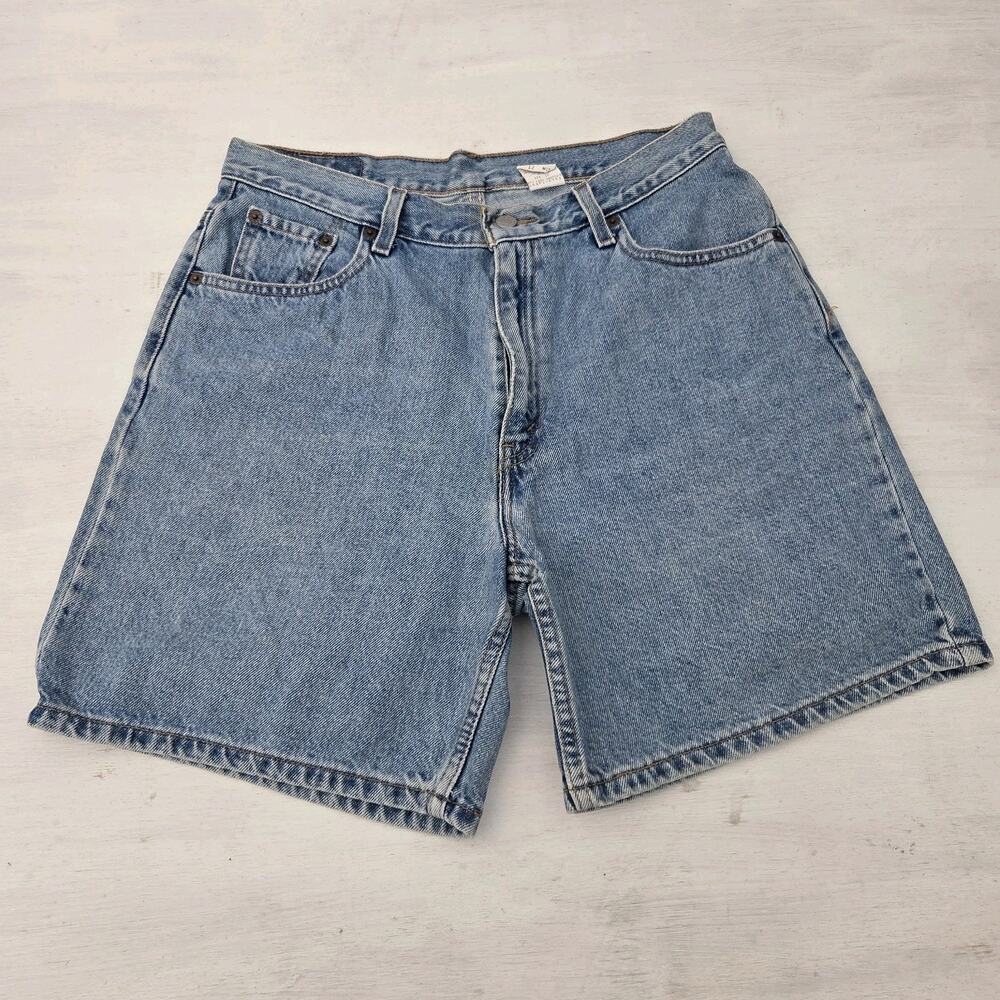Vtg Levis Jean Shorts Womens Size 12 MIS Blue Denim High Rise Distressed